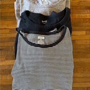 BUNDLE Duluth Trading Co Long Sleeve Tees - Gray, Black, Striped